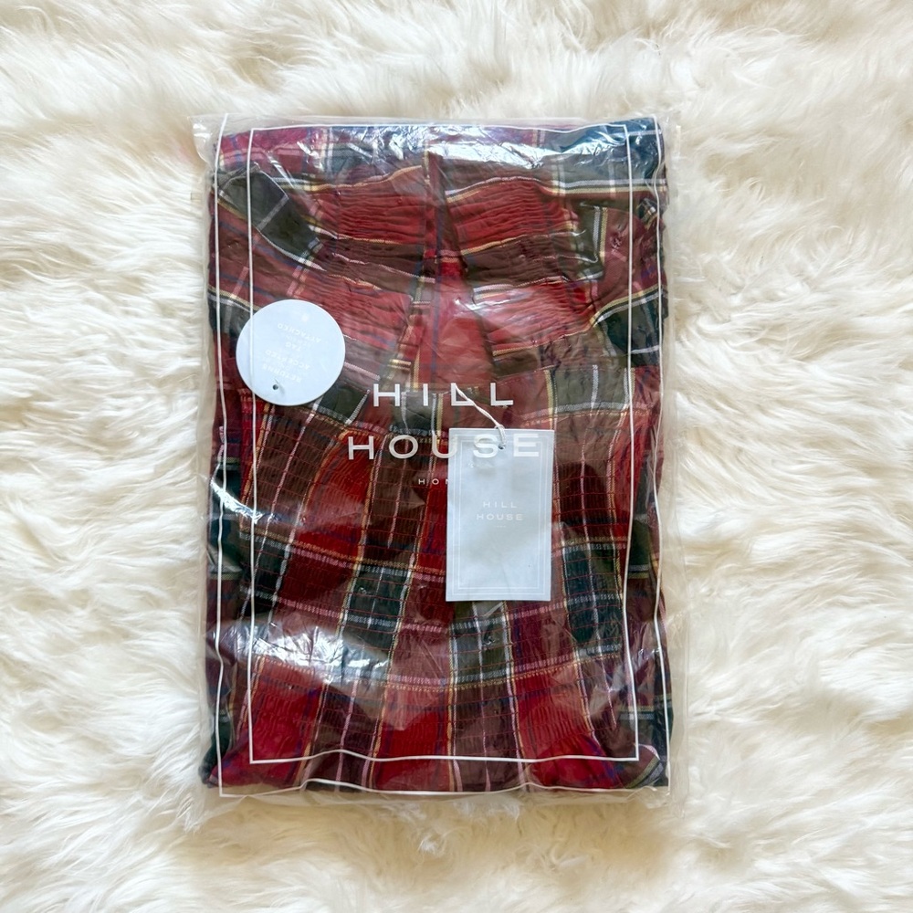 New! HILL HOUSE Ellie Nap Plaid Midi Dress in Red Tartan - Picture 11 of 12